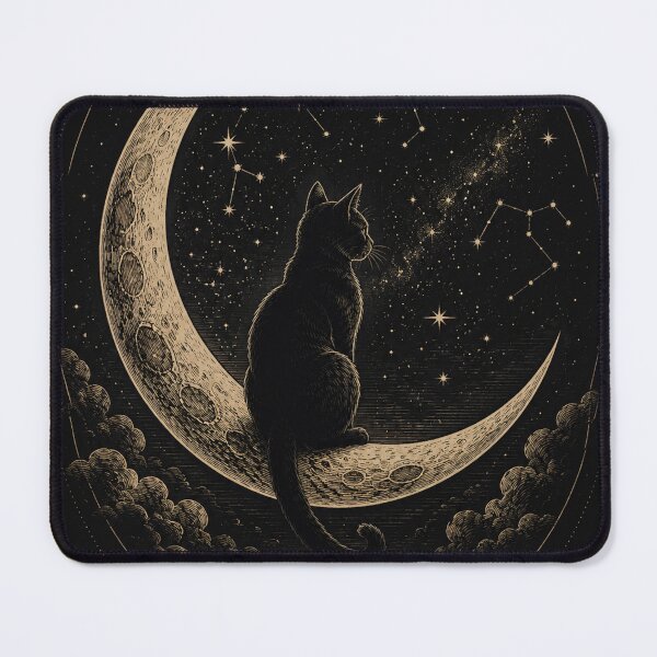 Item preview, Black Cat on the Crescent Moon – Celestial Night designed and sold by ChicClicker.