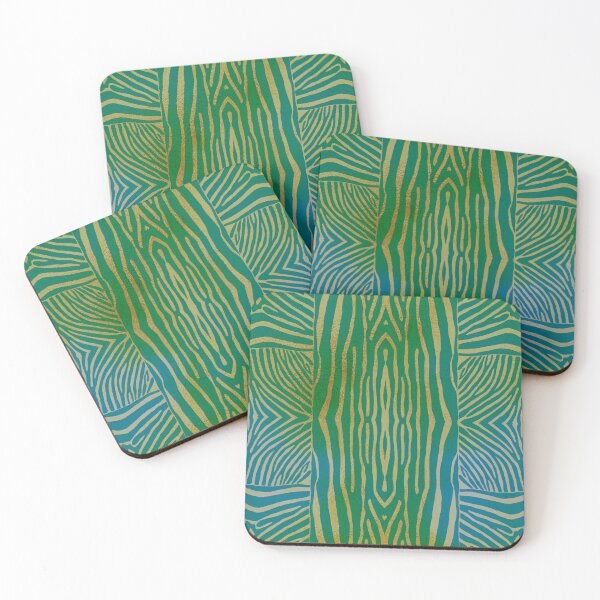 Item preview, Hand drawn gold & teal zebra stripes designed and sold by Anne Londez Studio.