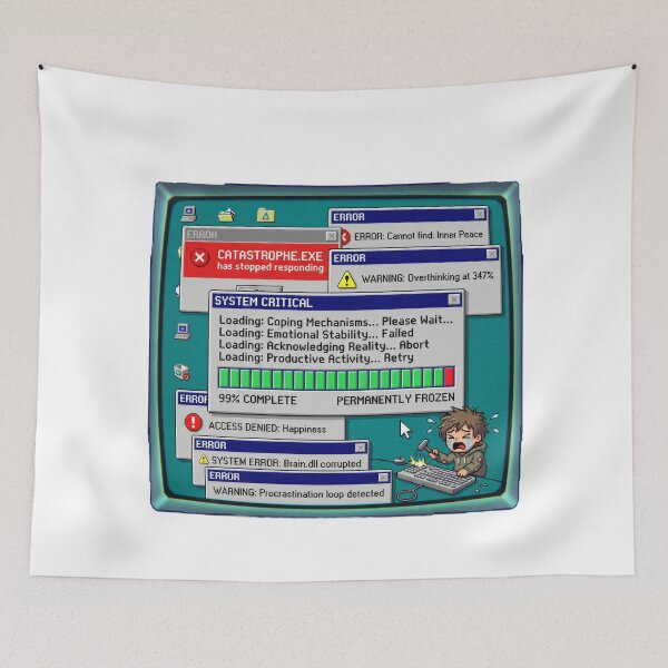Item preview, Anxiety Loading Error Screen Funny Mental Health Humor Computer designed and sold by LunaMarkos.