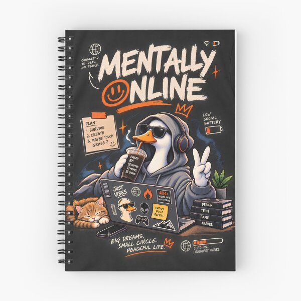 Item preview, Mentally Online Duck Streetwear | Funny Introvert Y2K Internet Graphic T-Shirt designed and sold by Ciphern.