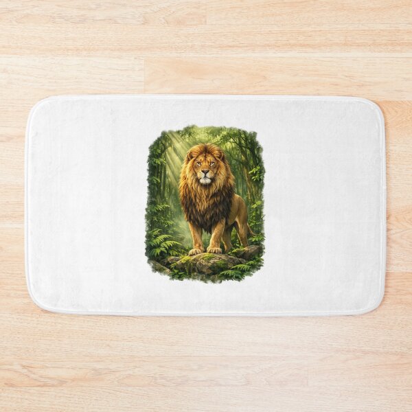 Item preview, Majestic Lion in Green Forest Wildlife Nature Illustration designed and sold by Prince Tripathi .