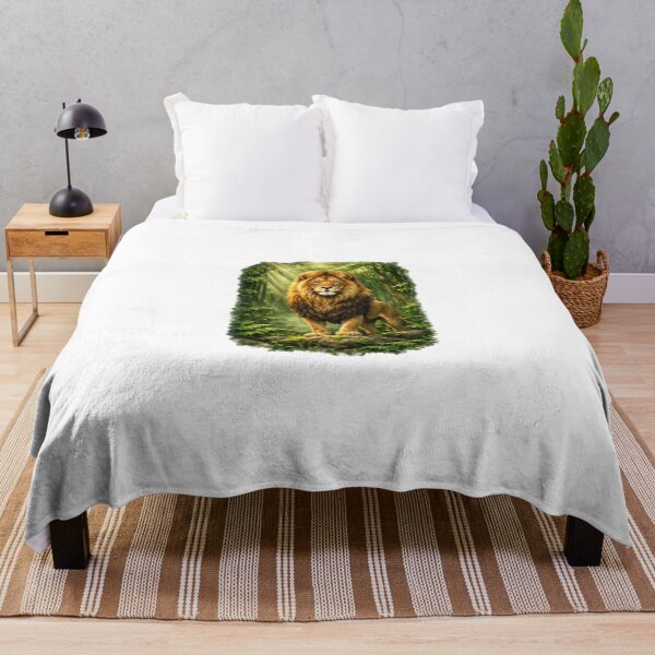 Item preview, Majestic Lion in Green Forest Wildlife Nature Illustration designed and sold by Prince Tripathi .
