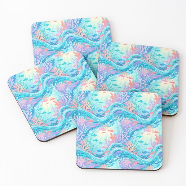 Item preview, Underwater Coral Reef Pattern | Pastel Ocean Print designed and sold by Her-XP.