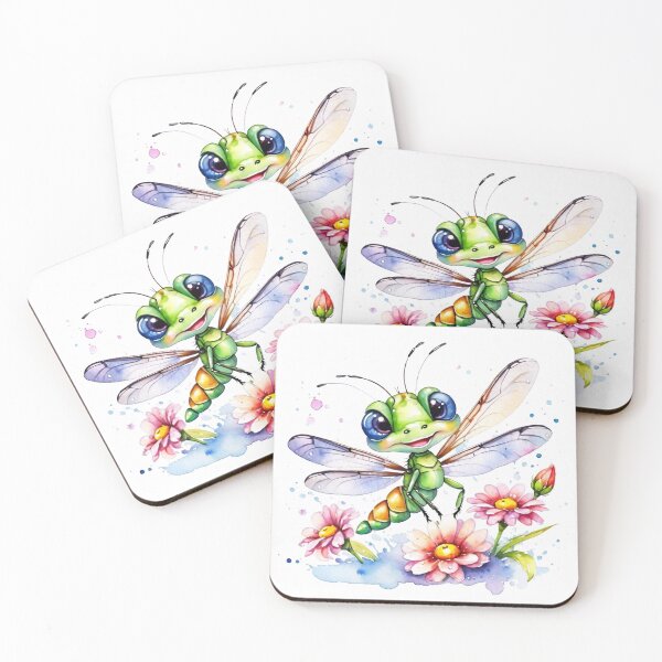 Artikelvorschau, Fröhliche Libelle tanzt zwischen den Blumen (Aquarell) entworfen und verkauft von J-CCreations.