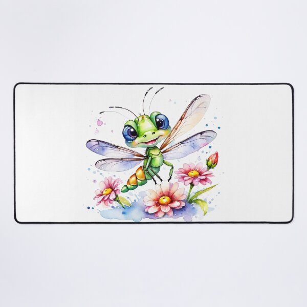 Item preview, Cheerful Dragonfly Dancing Among the Flowers Watercolor designed and sold by J-CCreations.