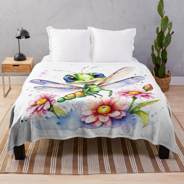Artikelvorschau, Fröhliche Libelle tanzt zwischen den Blumen (Aquarell) entworfen und verkauft von J-CCreations.
