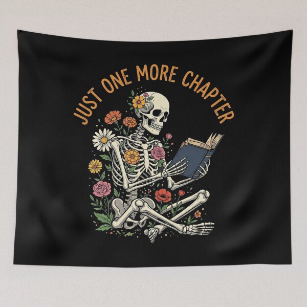 Item preview, Just One More Chapter Floral Skeleton Reading Book designed and sold by SiarheiYur.