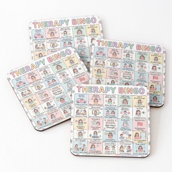 Item preview, Therapy Bingo Card Funny Mental Health Humor Illustrated designed and sold by LunaMarkos.