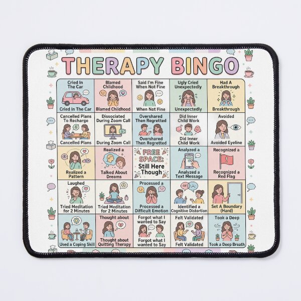 Item preview, Therapy Bingo Card Funny Mental Health Humor Illustrated designed and sold by LunaMarkos.