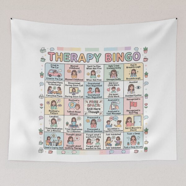 Item preview, Therapy Bingo Card Funny Mental Health Humor Illustrated designed and sold by LunaMarkos.
