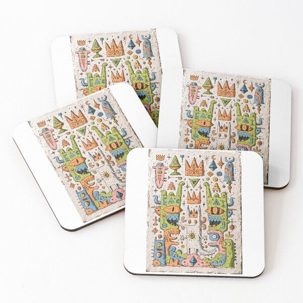 Item preview, Whimsical Doodle Creatures Royal Tribal Folk Art designed and sold by Romgora.