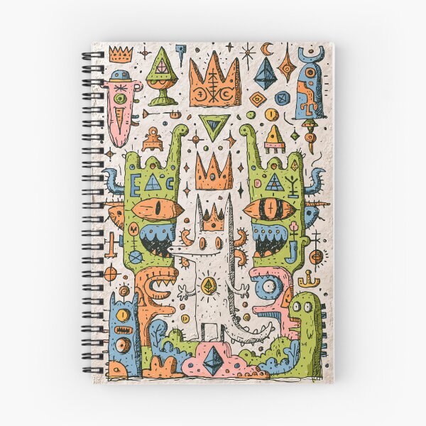 Item preview, Whimsical Doodle Creatures Royal Tribal Folk Art designed and sold by Romgora.
