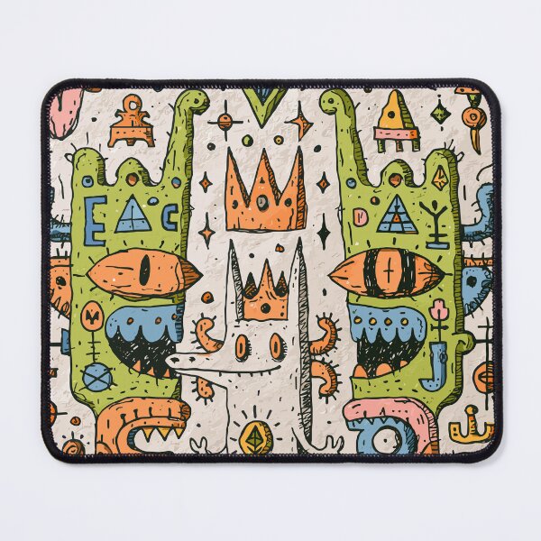 Item preview, Whimsical Doodle Creatures Royal Tribal Folk Art designed and sold by Romgora.