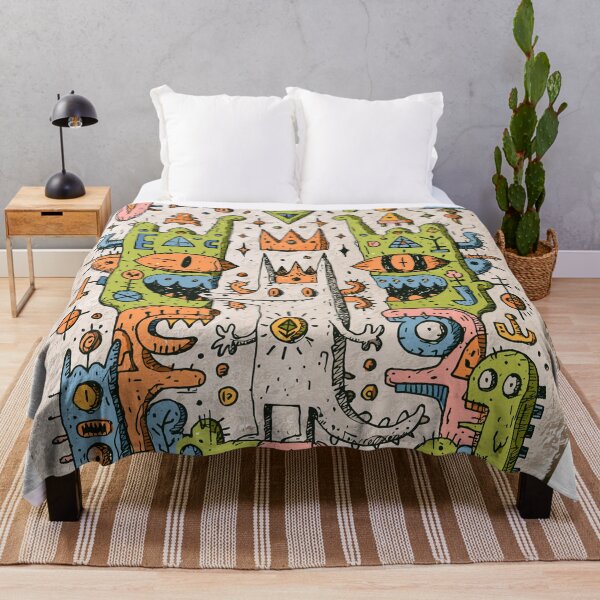 Item preview, Whimsical Doodle Creatures Royal Tribal Folk Art designed and sold by Romgora.