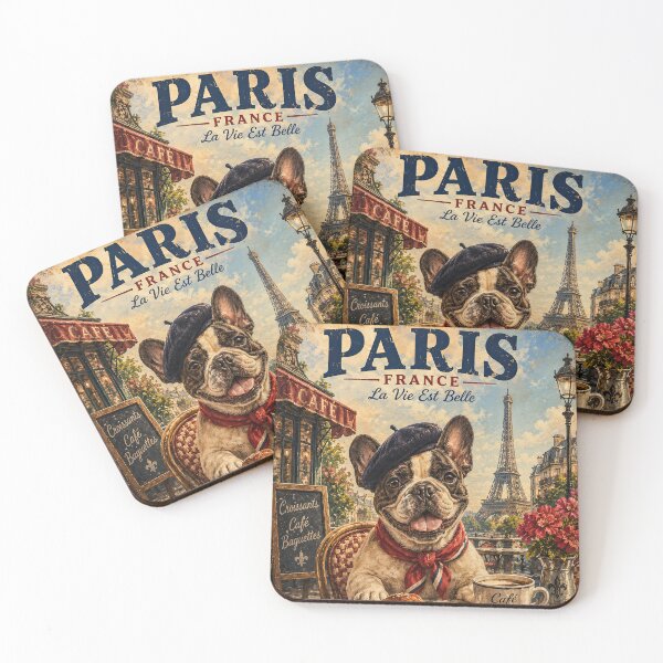 Item preview, French Bulldog in Paris – Croissant and Café designed and sold by Erika Kaisersot.