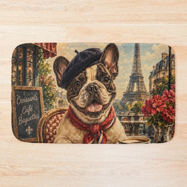 Item preview, French Bulldog in Paris – Croissant and Café designed and sold by Erika Kaisersot.