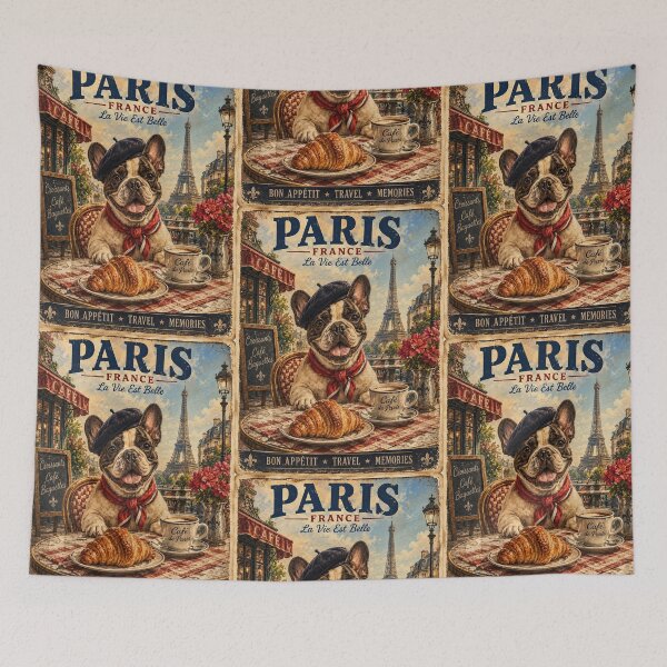 Item preview, French Bulldog in Paris – Croissant and Café designed and sold by Erika Kaisersot.