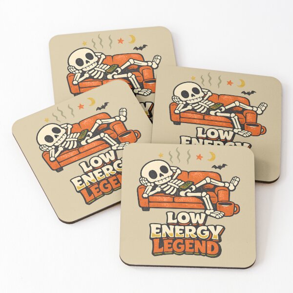Item preview, Low Energy Legend Skeleton Couch Remote Funny Halloween T-Shirt designed and sold by  MAD's Recreation Studio.