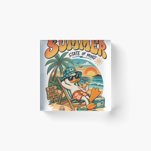 Item preview, Summer State of Mind - Retro Beach Duck Summer Vocation Design designed and sold by RedaSouq.
