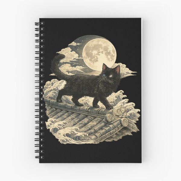 Item preview, Moonlit Black Cat – Ukiyo-e designed and sold by Picthology.