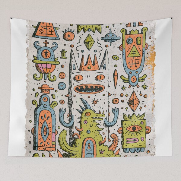 Item preview, Psychedelic Doodle Monster Creatures Art designed and sold by Romgora.