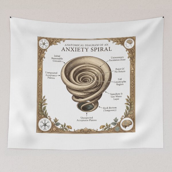 Item preview, Anatomy Of An Anxiety Spiral Vintage Diagram designed and sold by LunaMarkos.