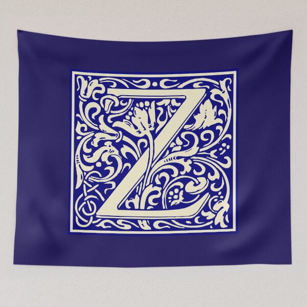 Item preview, William Morris Vintage Letter Z Monogram Initial Blue designed and sold by Jeallan Designs.