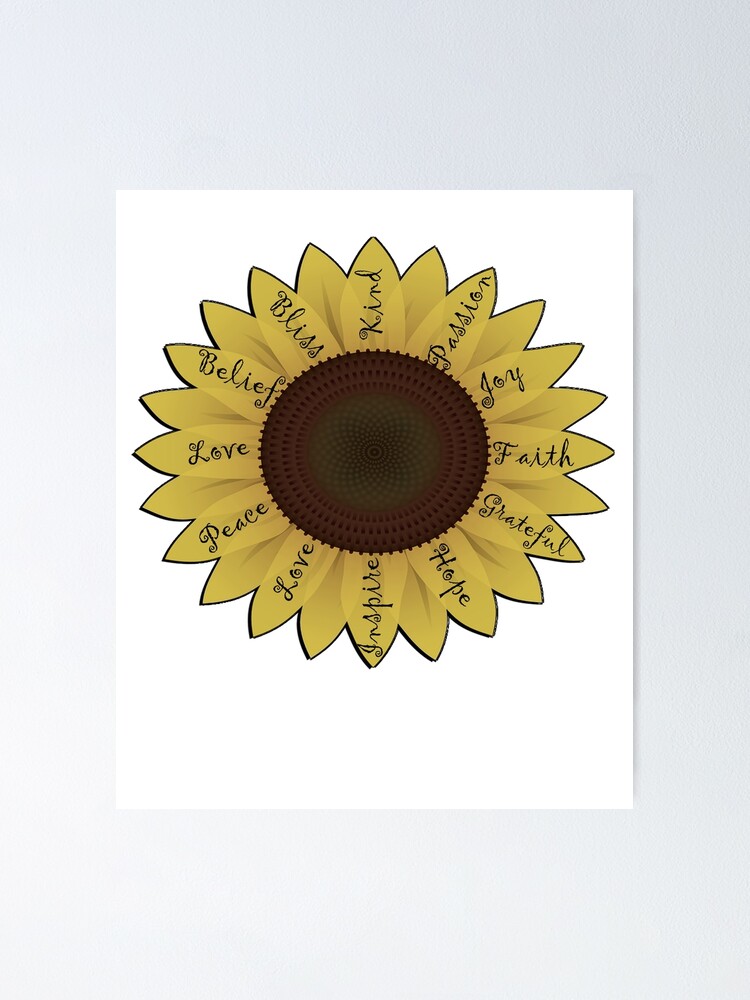 Póster «Brillante diseño de girasol con palabras de inspiración escritas en  los pétalos» de tamdevo1 | Redbubble