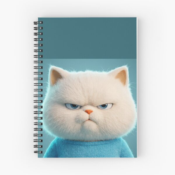 Item preview, Grumpy White Cat in Blue Sweater Cute Funny Animal Portrait Art Print designed and sold by LenNo9881.