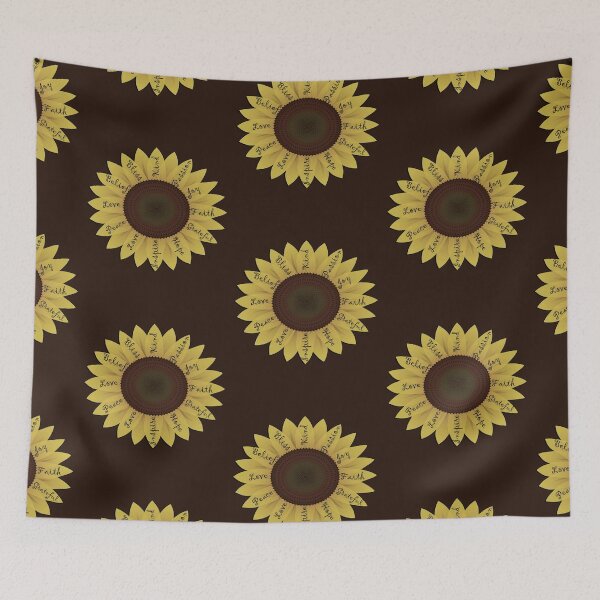 Item preview, Bright sunflower graphic Design with words of inspiration written on the petals  designed and sold by tamdevo1.