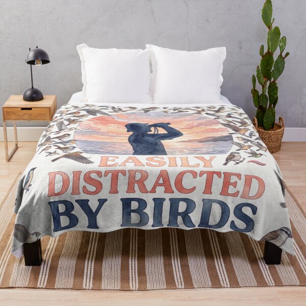 Item preview, Easily Distracted by Birds Funny Birdwatching Watercolor Art designed and sold by MarCinu Art.