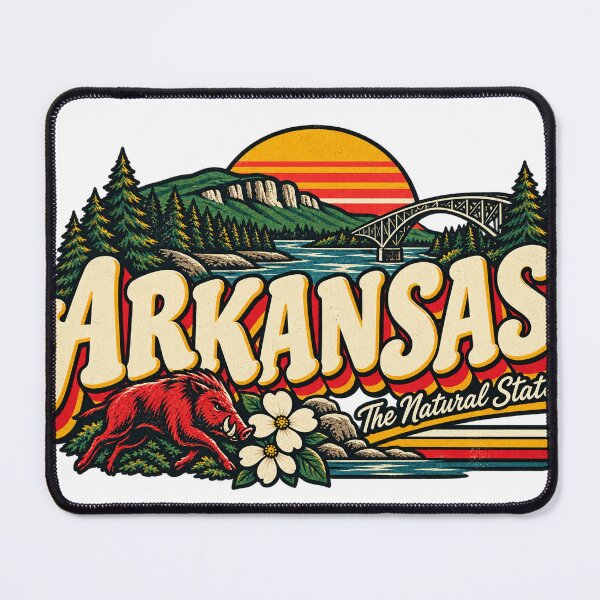 Item preview, Arkansas Natural State Vintage Ozarks River Retro Graphic Tee designed and sold by TM DESIGNS AND MORE.