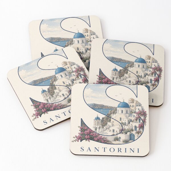 Item preview, Santorini Coordinates Letter designed and sold by ChicClicker.
