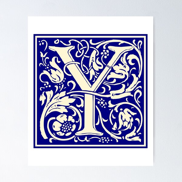 Item preview, William Morris Vintage Letter Y Monogram Initial Blue designed and sold by Jeallan Designs.