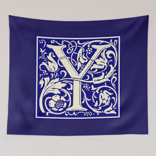 Item preview, William Morris Vintage Letter Y Monogram Initial Blue designed and sold by Jeallan Designs.