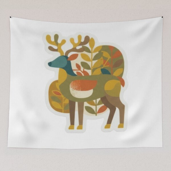 Item preview, Stylized Geometric Deer in Autumn Forest designed and sold by Snurly.