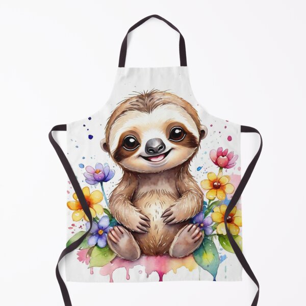 Item preview, Sweet Smiling Sloth Surrounded by Flowers Watercolor designed and sold by J-CCreations.