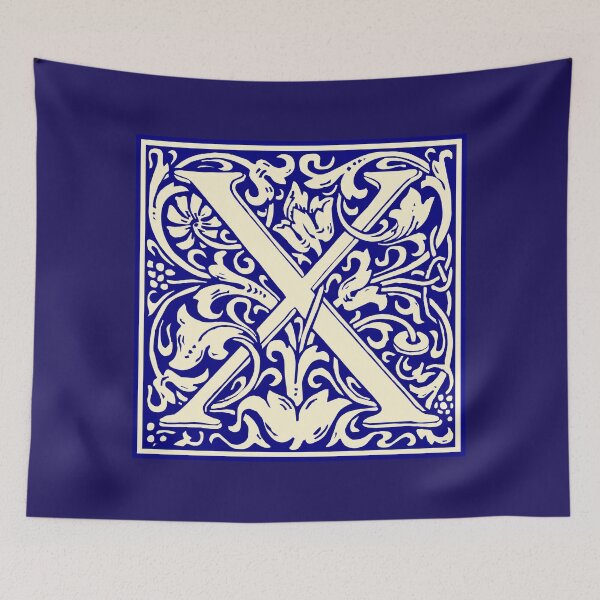 Item preview, William Morris Vintage Letter X Monogram Initial Blue designed and sold by Jeallan Designs.