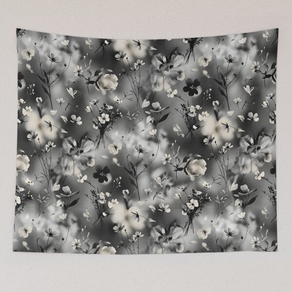 Item preview, Black and White Floral Pattern | Petal Floral Print designed and sold by Her-XP.
