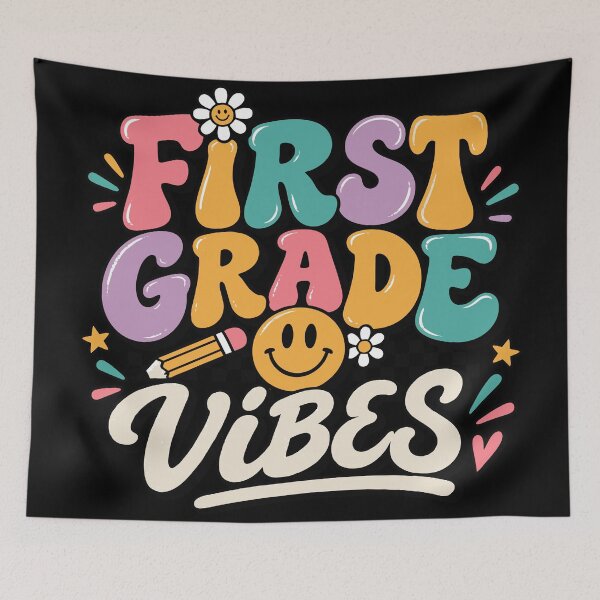Item preview, First Grade Vibes | Retro Back to School First Grade Design designed and sold by Sunday.Supply.