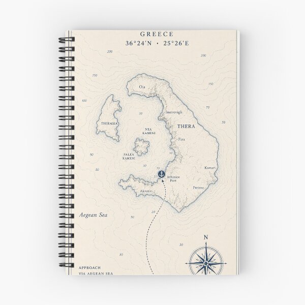 Item preview, Santorini Coordinates coast cartography designed and sold by ChicClicker.