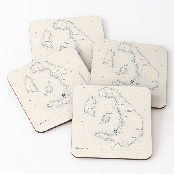 Item preview, Santorini Coordinates coast cartography designed and sold by ChicClicker.