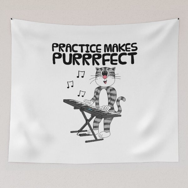 Item preview, Cat Playing Keyboard, Practice Makes Purrrfect, Pianist Musician designed and sold by doodlerob.