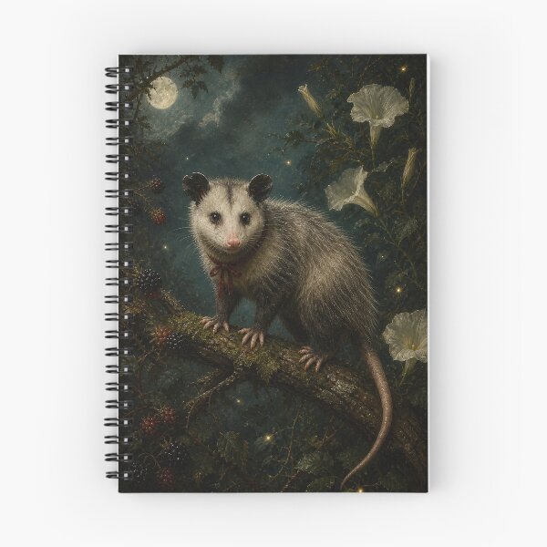 Item preview, Opossum with Moonflowers and Blackberries designed and sold by The-Art-of-D.