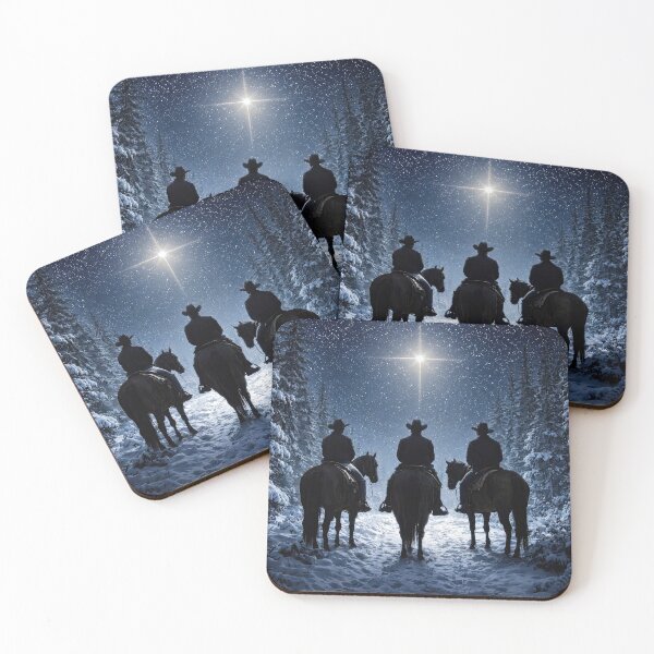 Item preview, Three Cowboys Horseback Riders under a Starry Sky with the North Star Christmas Holiday designed and sold by Stephanie Laird.