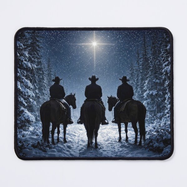 Item preview, Three Cowboys Horseback Riders under a Starry Sky with the North Star Christmas Holiday designed and sold by Stephanie Laird.