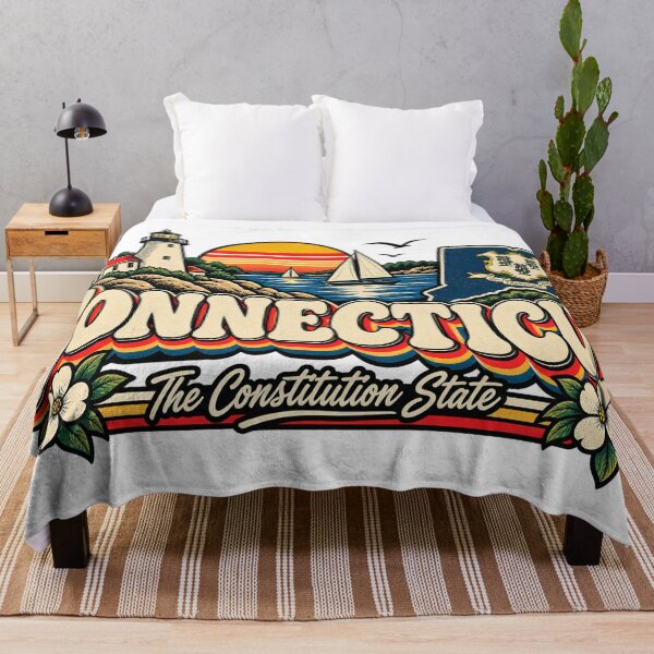 Item preview, Connecticut Constitution State Vintage Coastal Retro Graphic Tee designed and sold by TM DESIGNS AND MORE.