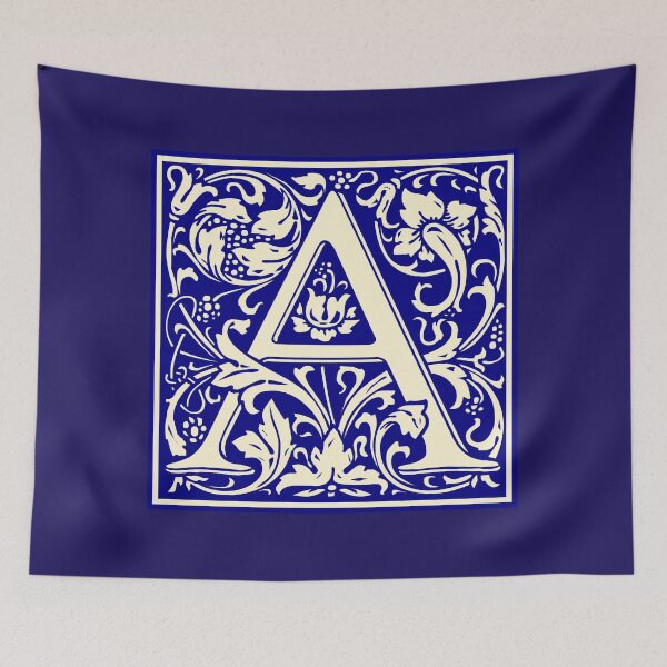 Artikelvorschau, William Morris Vintage Buchstabe A Monogramm Initiale Blau entworfen und verkauft von Jeallan Designs.
