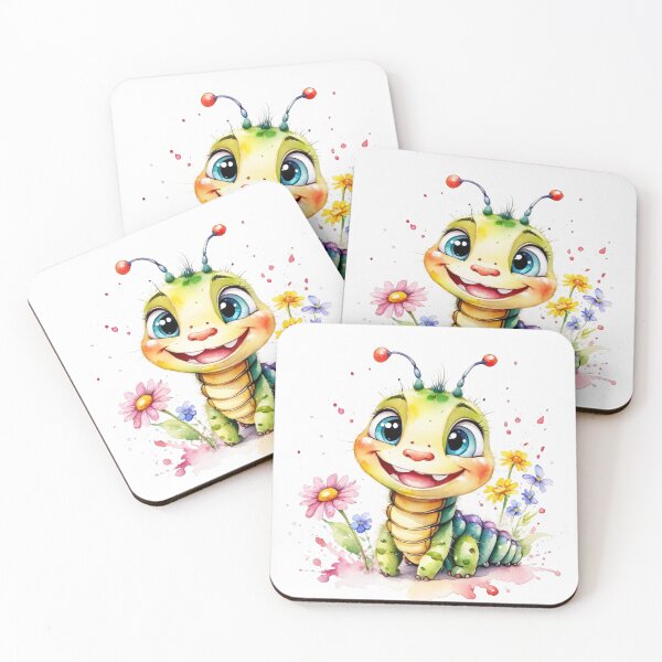 Item preview, Happy Little Caterpillar in a Flower Garden Watercolor designed and sold by J-CCreations.