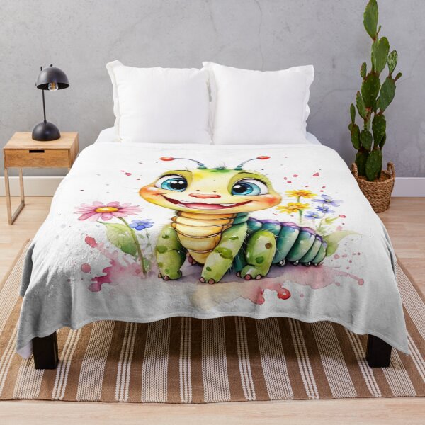 Item preview, Happy Little Caterpillar in a Flower Garden Watercolor designed and sold by J-CCreations.